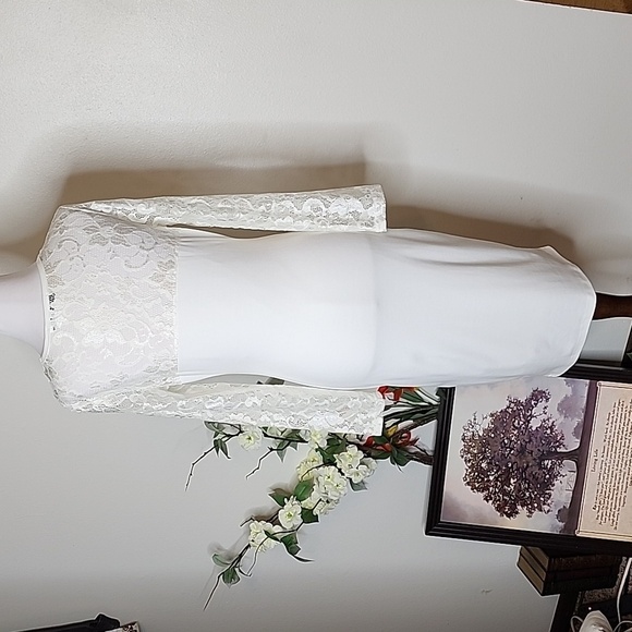 NEW White Windsor Lace Dress Bridal Evening Elegant Classic Demure Vintage Vibe - Picture 7 of 15